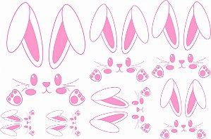 Decalque para Porcelana - Páscoa Coelhos Orelha - ROSA