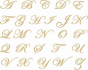 Letras 2cm manuscrita em OURO - Avulsas - Decalque para Porcelana