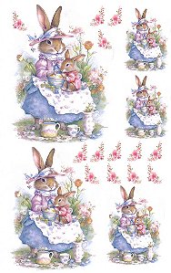 Decalque para Porcelana - Coelha Família