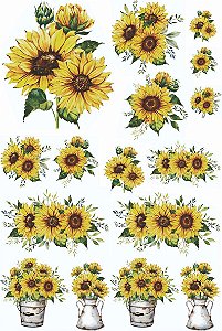 Decalque para Porcelana - Girassol Arranjo