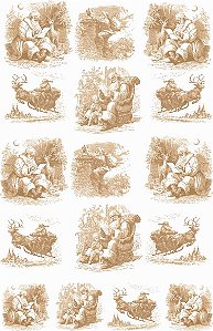 Decalque para Porcelana - Toile Noel SÉPIA CLARO