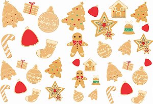 Decalque para Porcelana - Biscoitos Natal