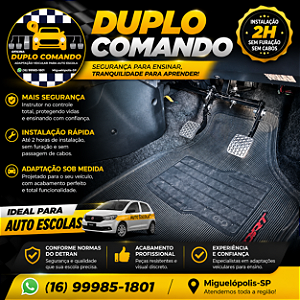 1 KIT Duplo Comando P/ Carro Auto Escola Tipo 2