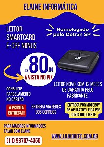 Leitor de Cartão E-CPF Nonus P/Auto Escola