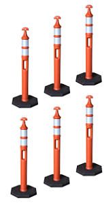Kit 6 Balizador Palito Laranja C/ BASE PRETA Auto Escola