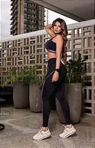 Conjunto Leddy Preto Com Rosa