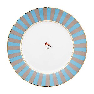 Prato de Jantar Azul Stripes - Love Birds