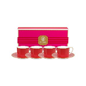 Set/4 Xícara de Cafezinho Vermelho - Love Birds