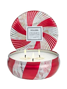 Vela Lata 3 Pavios 60H Crushed Candy Cane - Vermelho