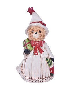 ADORNO URSO NATALINO CERAMICA 25cm