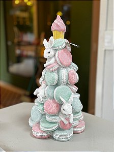 ÁRVORE DE MACARONS COM COELINHOS 36,5CM