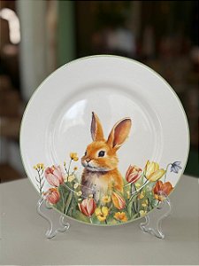 Kit 6 Pratos Sobremesa Easter Garden Pascoa Coelho