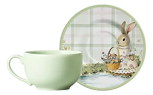 Kit 2 Xícara Pascoa Cha Betania C/pire