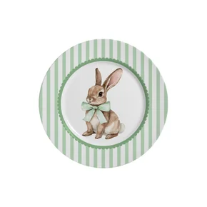 Prato Sobremesa Laço de Páscoa 21cm Verde kit 2 pratos