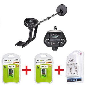 Kit Detector De Metais Ouro Com Baterias E Carregador
