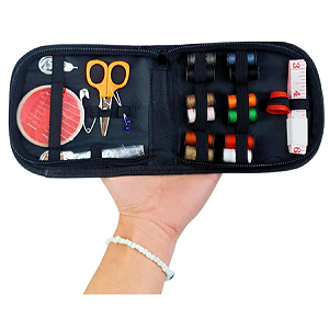 Kit De Costura Rápido Viagem Estojo Linhas Agulhas Alfinetes 27 itens