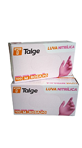 LUVA NITRILICA ROSA  MEDIA   SEM /PÓ   C/100 UNS