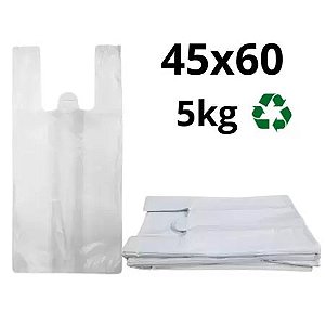 SACOLA PLASTICA  BRANCA RECICLADA  45X60  C/ 5 KG     PCT
