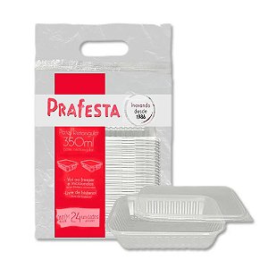 PRAFESTA POTE RETANGULAR . 350 ML   C/TAMPA 24 UNS