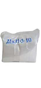 SACO PLASTICO SANFONADO P.E  21x11 +3   ESP. 0,10    ( 1 KG )