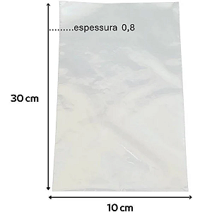 SACO PLASTICO VIRGEM P.E  10x30   ESP. 0,8    C/ 01 KG   PCT