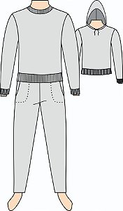 Ref. 100 - Molde de Agasalho Moletom Slim Masculino com Capuz - DIGITAL