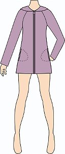 Ref. 110 - Molde de Casaco Feminino Manga Raglan c/ Gola e Capuz -DIGITAL