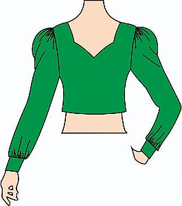 Ref. 398 - Blusa Cropped Manga Bufante Decote Princesa