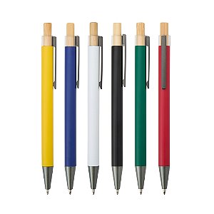 CANETA METÁLICA COM CLIQUE EM BAMBU