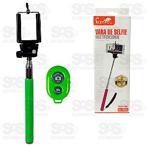 Bastão De Selfie Com Controle Remoto Tripé 100cm Eletromex