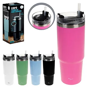 COPO TÉRMICO COM CANUDO 850ML