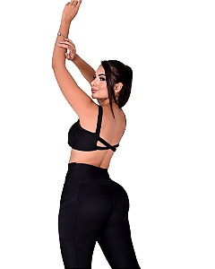 Conjunto Fitness Power Calça com bolso e top com bojo removível