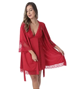 Robe Microfibra com Renda
