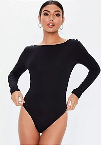 Body Costa Aberta Feminino Manga Longa