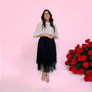 Saia de Tule Plissada Plus Size