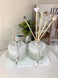 Kit Difusor e Saboneteira com Bandeja Branco Pícolo