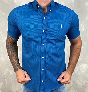 Camisa Manga Curta PRL Xadrez Azul REF. 30195