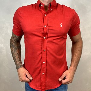 Camisa Manga Curta Linho PRL Vermelho REF. 30153