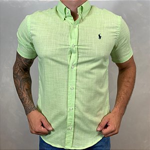 Camisa Manga Curta Linho PRL Verde REF. 30151