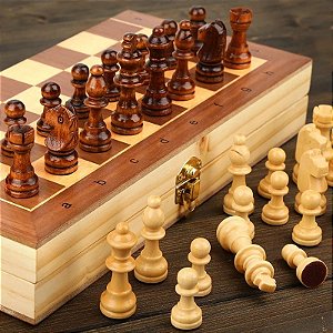 Jogo de xadrez Profissional Magnético com tabuleiro/caixa- dobrável de madeira