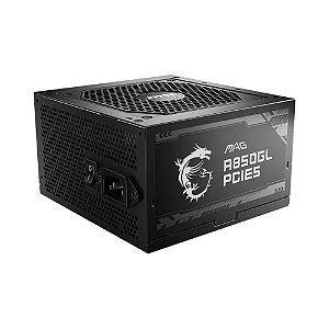 Fonte MSI MAG A850GL, 850W, 80 Plus Gold, Modular, PFC Ativo, Com Cabo, Preto