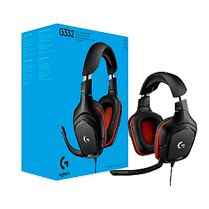 Headset Gamer Com Fio Logitech G332, drivers de áudio de 50 mm, P2, PC, PS4, Xbox One, Preto