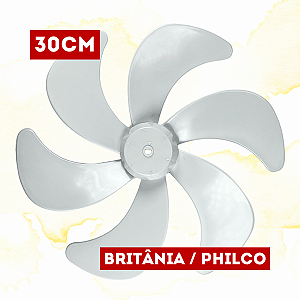 HÉLICE 30CM 6 PÁS VENTILADOR BRITÂNIA B30 TURBO / PHILCO TURBO - CINZA