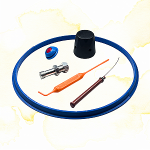 KIT REPARAÇÃO COMPLETA PARA PANELA DE PRESSÃO - BORRACHA + PESO + SELO + PINO + HASTE + AGULHA
