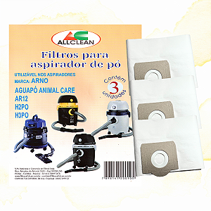03 SACOS DESCARTÁVEIS ASPIRADOR ARNO AGUAPO / AR12 / H2PO / H3PO - ALLCLEAN