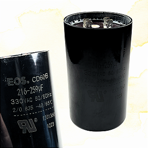 CAPACITOR ELETROLÍTICO 216/259 330V - PARA MOTORES ELÉTRICOS - EOS D114806 CD60B