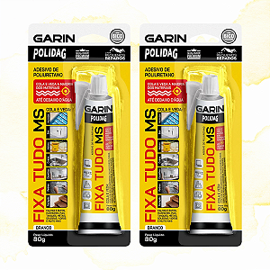 KIT 2 FIXA TUDO MS BRANCO - CUBA ESPELHO PIA MÁRMORE PEDRA VIDRO METAL - GARIN 80G