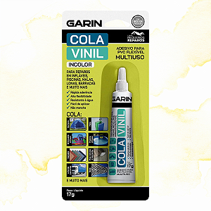 COLA VINIL INCOLOR - ADESIVO PARA PVC FLEXÍVEL MULTIUSO - GARIN 17G