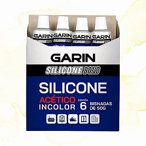 KIT 6 SILICONE ACÉTICO INCOLOR - VEDAÇÃO DE BOX PIAS TELHADOS BALCÕES - GARIN 50G