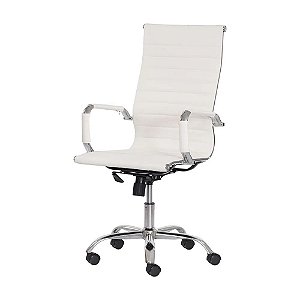 Cadeira Escritório Smartflex Presidente pu Branca Base Giratória